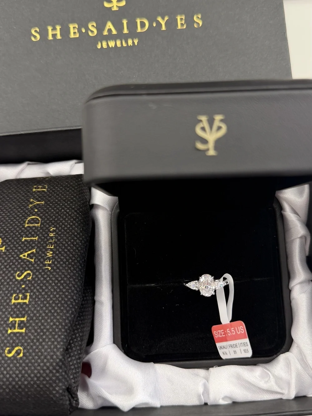 “The Flourishing” Oval Cut 3-Stone Ring, 10K White Gold, NWT| Size 5.5